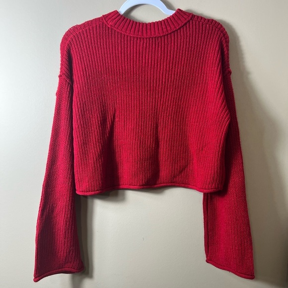 Wild Fable Red Knit Cropped Pullover Sweater Medium Casual Holiday Xmas - Picture 2 of 9